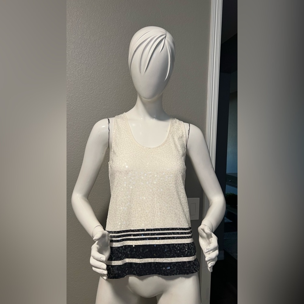J Crew Stylish White and Black Sequin Too size XS